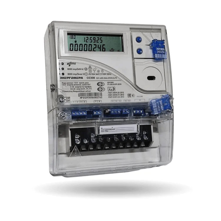 Energomera CE 308 S31 503 uch fazali elektr hisoblagich, 3×57,7/100 V, 5 A, GSM/GPRS-modem